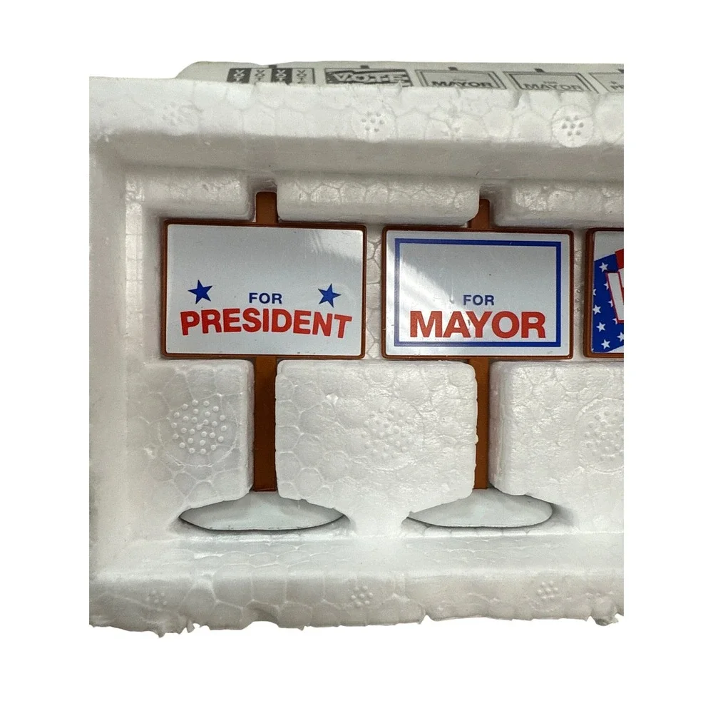 Snow Village Election Yard Signs Set‎ of 6 Metal Accessories Deptartment 56